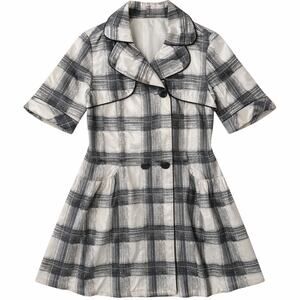 Vintage Plaid Black and White Short-ish Sleeves Trench Coat Retro Fit Y2K